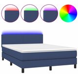  Krevet box spring s madracem LED plavi 140x200 cm od tkanine | shoptok.hr
