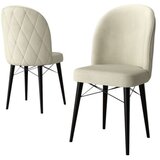 Hanah home set trpezarijskih stolica Bika 4 kom, krem tkanina Babyface, crne drvene noge | Eponuda.com