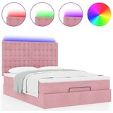  Otomanski krevet s madracima&amp LED ružičasti 140x190cm baršunasti | shoptok.hr