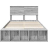  Krevetna konstrukcija s policom Siva Sonoma 135 x 190 cm | shoptok.hr