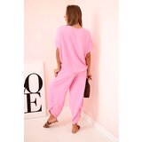 Kesi Włoski Viscose blouse + pants set light pink | Shoptok.si