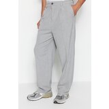 Trendyol Men's Gray Palazzo Elastic Waist Pleated Trousers | Shoptok.si
