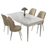 Hanah home Set Trpezarijski sto i 4 stolice Nile, krem-bijela | Eponuda.ba