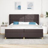  Postelja s pomičnim okvirjem in vzmetnico Temno rjava 200x200 cm Tkanina, (22052298) | Shoptok.si