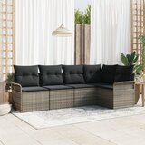 vidaXL 5-delni Vrtni Kavč Set z Blazinami Siva Poli Ratan | Shoptok.si
