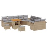  Set vrtnih sofa od 13 komada s jastucima Bež Poli Ratan Akacija dvosed vrtni kauč s jastucima bež Poli Ratan set vrtnih stolic | shoptok.hr