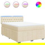 vidaXL Box spring postelja z vzmetnico krem 160x200 cm blago, (21321587) | Shoptok.si