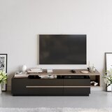 Kalune Design Črna TV omarica v orehovem dekorju 180x46 cm Pia – | Shoptok.si