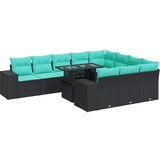 vidaXL Vrtna sedežna garnitura 11-delna z blazinami poli ratan akacija, (22048240) | Shoptok.si