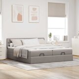  Otomanski okvir kreveta s madracima smeđesivi 200x200cm tkanine | shoptok.hr