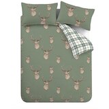 Catherine Lansfield Zelena podaljšana posteljnina za zakonsko posteljo 230x220 cm Stag Check – | Shoptok.si