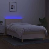  Box spring postelja z vzmetnico LED krem 80x200 cm blago, (20894288) | Shoptok.si