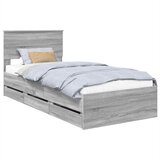  Krevetna konstrukcija Siva Sonoma 100 x 200 cm Inženjersko Drvo | shoptok.hr