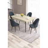 Hanah home trpezarijski set Roz, sto na razvlačenje i 4 stolice, krem ploča, noge boje oraha, antracit tkanina Babyface | Eponuda.com