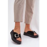 Zazoo Women's Suede Slides With Buckle On Platform Black 3019 | Shoptok.si