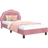  Otroški posteljni okvir z vznožjem Roza 90 x 190 cm Žamet, (5000104787) | Shoptok.si