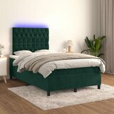  Krevet s oprugama i madracem LED tamnozelenim 120x190 cm baršun | shoptok.hr