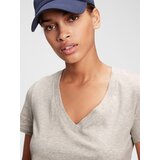 GAP Women's Grey T-Shirt 100% Organic Cotton Vintage V-neck T-Shirt | Shoptok.si