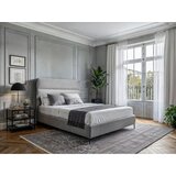 MID.YOU POSTELJA BOXSPRING x , tekstil, leseni material svetlo siva | Shoptok.si