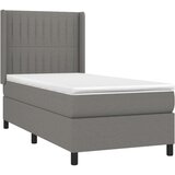  Box spring postelja z vzmetnico LED temno siva 90x200 cm blago, (20789628) | Shoptok.si