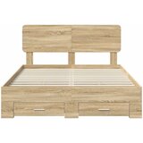  Krevetna konstrukcija s ladicama Sonoma hrast 150 x 200 cm Smeđa 203 x 153 x 90 cm | Shoptok.si