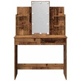  Toaletni stol s LED svjetlima Staro drvo 96x40x142 cm | shoptok.hr