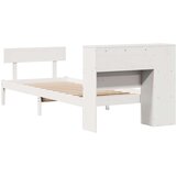  Knjižna postelja brez vzmetnice bela 75x190 cm trdna borovina | Shoptok.si