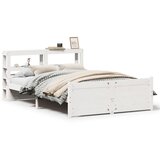 Maison Chic Posteljni okvir - Dvoposteljna postelja - Zakonska postelja z vzglavjem brez vzmetnice bel 140x200 cm, (21693408) | Shoptok.si