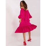 Fashion Hunters Fuchsia women's dress with frills | Shoptok.si