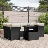 Maison Chic Seti vrtnega pohištva - Vrtna garnitura - Vrtni pohištvo set 7-delna z blazinami črn poli ratan, (21802519) | Shoptok.si