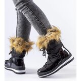 Gemre Black patent snow boots with fur Bow | shoptok.hr