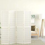 Zložljiv 4-delni paravan japonski stil 160x170 cm bele barve | Shoptok.si