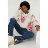 Answear Lab Vuneni pulover za žene, boja: bijela, topli, s dolčevitom
