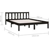  Posteljni okvir črn iz trdne borovine 140x190 cm, (20606181) | Shoptok.si