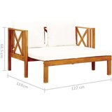 vidaXL Vrtna klupa za 2 osobe s jastucima 122cm masivno bagremovo drvo | shoptok.hr