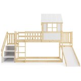 Molarem Home Drveni dječji povišeni krevet Antresola s toboganom I stepenicama - 200x90cm - svijetlo drvo | shoptok.hr