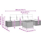 vidaXL Set za vrt s 6 kosi in blazinami Črna Poli ratan Akacija | Shoptok.si