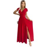 Numoco Women's glittering long dress with a neckline CRYSTAL - red | Shoptok.si
