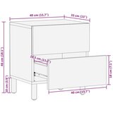  Nočna omarica 2 pcs Bela 40 x 33,5 x 46 cm Masiven les manga, (5000107091) | Shoptok.si