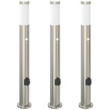 vidaXL Stebričke s senzorjem in vtičnico 3 kosi 80 cm nerjaveče jeklo IP44, (5000297009) | Shoptok.si