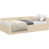 vidaXL Kotna postelja krema 90 x 190 cm Tkanina in oblikovan les | Shoptok.si