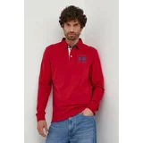 La Martina Bombažna majica z dolgimi rokavi rdeča barva