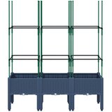  Vrtna sadilica s rešetkom plava siva 120 x 40 x 142,5 cm PP | shoptok.hr