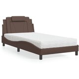 The Living Store Postelja z vzmetnico rjava 100x200 cm umetno usnje - Postelja, (21609685) | Shoptok.si
