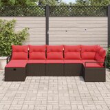  Set sofe s jastukom s pohranom 7 pcs Smeđa i crvena poliratan | shoptok.hr