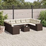 vidaXL 10-dijelni set vrtnih sofa od poliratana s jastucima smeđi | shoptok.hr