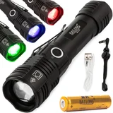 Taktična aku. LED RGBW alu. ročna svetilka UV ZOOM, (21064212)