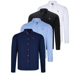 Dewberry QUAD SET G674 MENS SHIRT-BLACK-WHITE-NAVY BLUE-BABY BLUE Cijene
