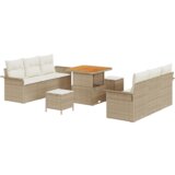 vidaXL 9-delni vrtni set s blazinami v bež poli ratan | Shoptok.si
