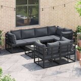 vidaXL Sjedeća garnitura za vrt 7 pcs Crna 283 x 143 x 71 cm Aluminij | shoptok.hr